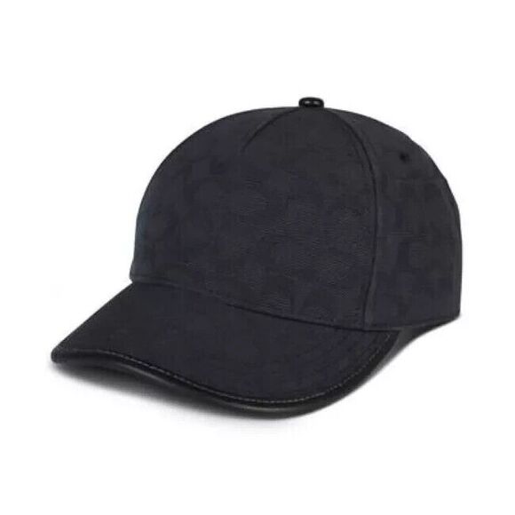 Coach women's Signature Jacquard Canvas Baseball Hat - M / L - Black with C Logo - Picture 1 of 5